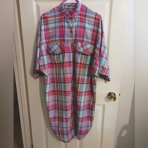 Chandni Vintage Cotton Plaid Oversized Shirt or Shirt dress